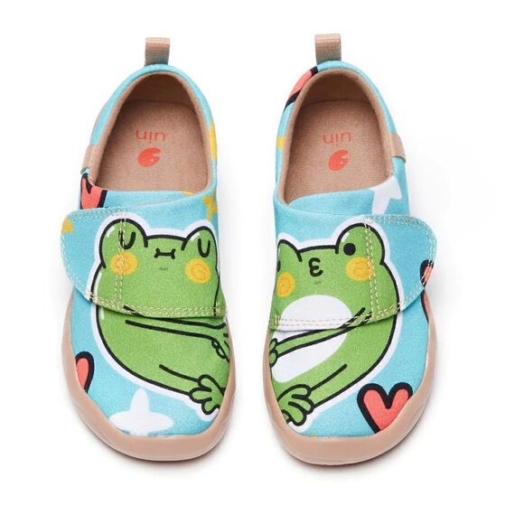 UIN Kid's Casual Canvas Loafers boys Sneakers Travel Shoes (Froggy Love)